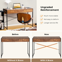 Costway 2 Drawer Computer Desk Rustic Brown - Size: 119.4 x 58.4 x 12.7cm - Wilko - thumbnail 5
