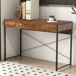 Costway 2 Drawer Computer Desk Rustic Brown - Size: 119.4 x 58.4 x 12.7cm - Wilko