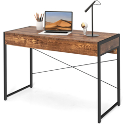 Costway 2 Drawer Computer Desk Rustic Brown - Size: 119.4 x 58.4 x 12.7cm - Wilko - thumbnail 3