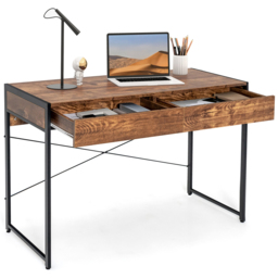 Costway 2 Drawer Computer Desk Rustic Brown - Size: 119.4 x 58.4 x 12.7cm - Wilko - thumbnail 4