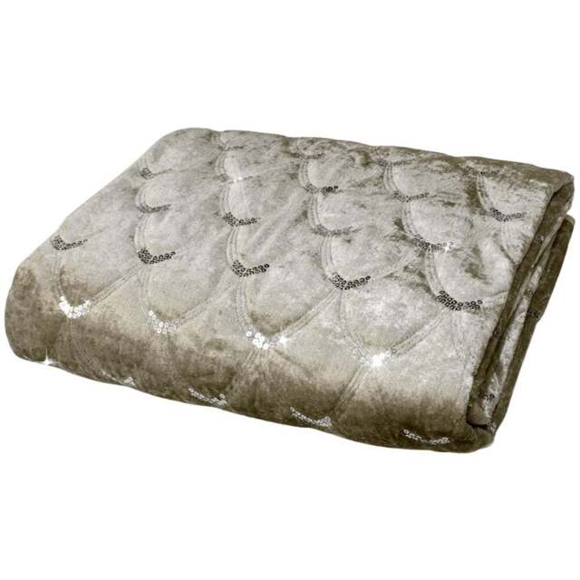 Velosso Beige Crushed Velvet Throw 95 x 200cm - Size: 95 x 200 x 1cm - Wilko - image 1