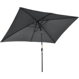Outsunny Black Crank and Tilt Parasol 3 x 2m - Size: 3m - Wilko - thumbnail 1