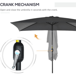 Outsunny Black Crank and Tilt Parasol 3 x 2m - Size: 3m - Wilko - thumbnail 6