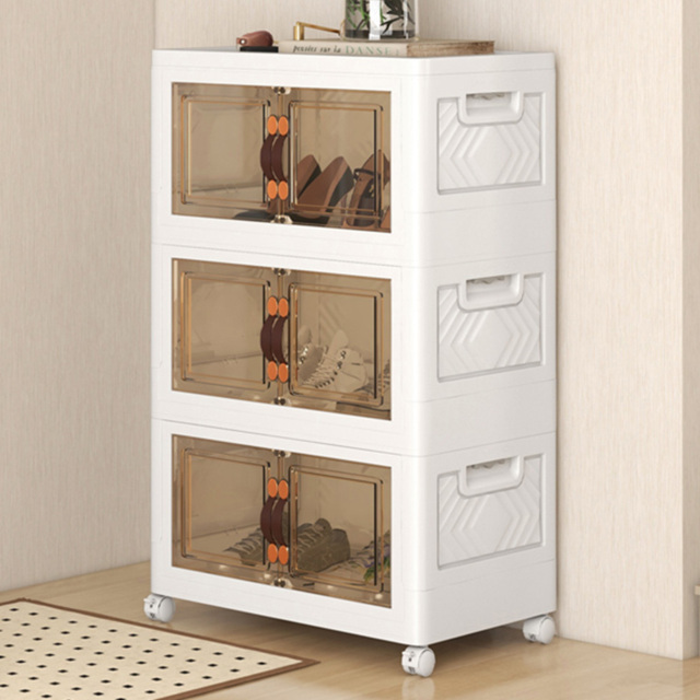 Costway 6 Door White Stackable Storage Bins with Lockable Wheels - Size: 60 x 38 x 105cm - Wilko - image 1