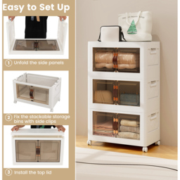 Costway 6 Door White Stackable Storage Bins with Lockable Wheels - Size: 60 x 38 x 105cm - Wilko - thumbnail 5