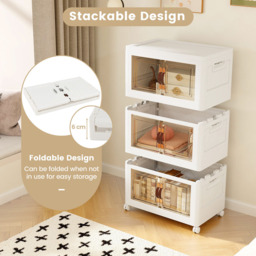 Costway 6 Door White Stackable Storage Bins with Lockable Wheels - Size: 60 x 38 x 105cm - Wilko - thumbnail 7