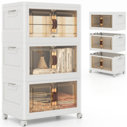 Costway 6 Door White Stackable Storage Bins with Lockable Wheels - Size: 60 x 38 x 105cm - Wilko - thumbnail 3