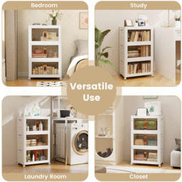 Costway 6 Door White Stackable Storage Bins with Lockable Wheels - Size: 60 x 38 x 105cm - Wilko - thumbnail 6