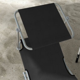 Outsunny Set of 2 Black 4 Level Adjustable Folding Sun Lounger with Sunshade - Size: 36 x 58 x 187cm - Wilko - thumbnail 5