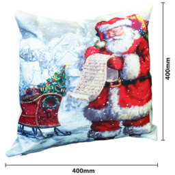 Xmas Haus Christmas-Themed Santa with Sleight Design Cushion 40 x 40cm - Multi - Wilko - thumbnail 4