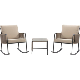 Teamson Home 2 Seater Rocking Chair Conversation Set with Cushions - Brown - Wilko - thumbnail 5