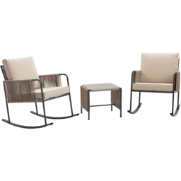 Teamson Home 2 Seater Rocking Chair Conversation Set with Cushions - Brown - Wilko - thumbnail 3