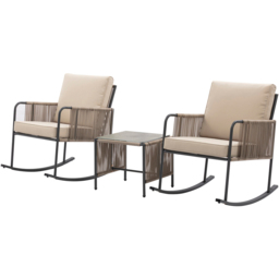 Teamson Home 2 Seater Rocking Chair Conversation Set with Cushions - Brown - Wilko - thumbnail 4