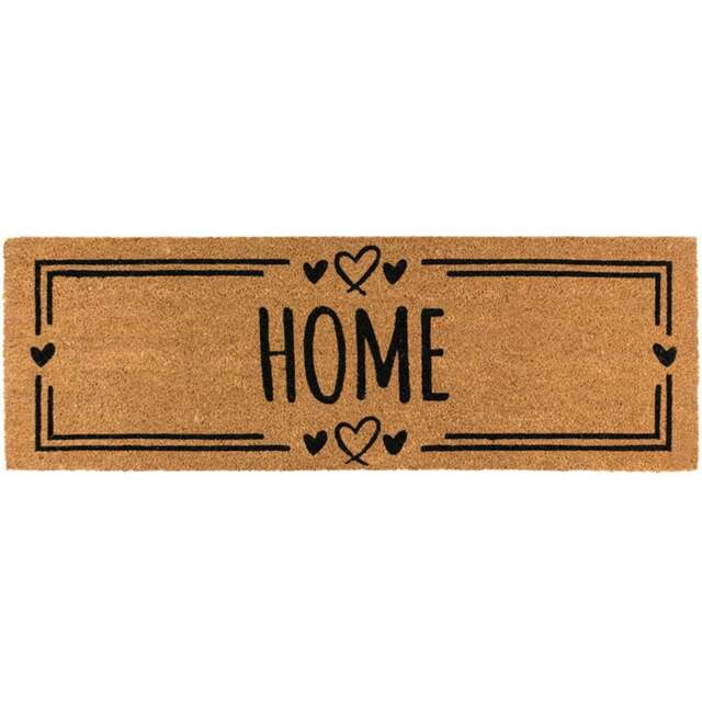 JVL Home Hearts Coir Latex Backed Door Runner 40 x 120cm - Size: 120 x 40 x 1.5cm - Brown - Wilko - image 1