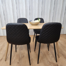Kosy Koala 4 Seater Faux Leather Rectangular Dining Set Beige and Black - Multi - Portland - Wilko - thumbnail 3