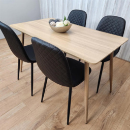Kosy Koala 4 Seater Faux Leather Rectangular Dining Set Beige and Black - Multi - Portland - Wilko - thumbnail 4