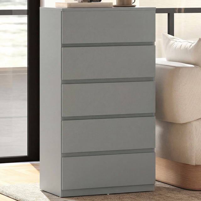 Portland 5 Drawer Grey Chest of Drawers - Wilko - image 1