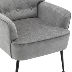 Living and Home Grey Chenille Upholstered Leisure Chair with Armrests - Size: Single - Wilko - thumbnail 5