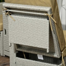 Outsunny 5pc PE Rattan Sun Lounger Beige - Size: 106 x 98 x 146cm - Cream - Wilko - thumbnail 5