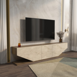 Decorotika Pearl 3 Door Walnut and Traverter Modern TV Unit - Size: 40 x 180 x 30cm - Multi - Wilko - thumbnail 5