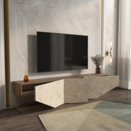 Decorotika Pearl 3 Door Walnut and Traverter Modern TV Unit - Size: 40 x 180 x 30cm - Multi - Wilko - thumbnail 6