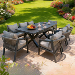 Furniture One 8 Seater Grey Aluminium Extendable Garden Dining Set - Wilko