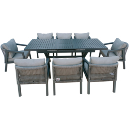 Furniture One 8 Seater Grey Aluminium Extendable Garden Dining Set - Wilko - thumbnail 4