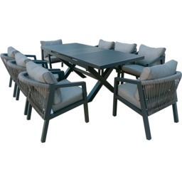Furniture One 8 Seater Grey Aluminium Extendable Garden Dining Set - Wilko - thumbnail 3