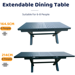 Furniture One 8 Seater Grey Aluminium Extendable Garden Dining Set - Wilko - thumbnail 5