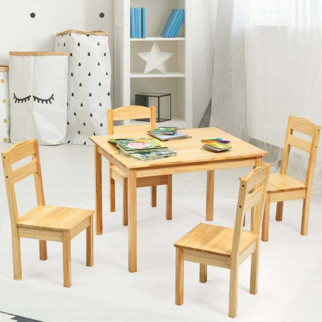 Costway 4 Seater Natural Kids Dining Set - n/a - Wilko - image 1