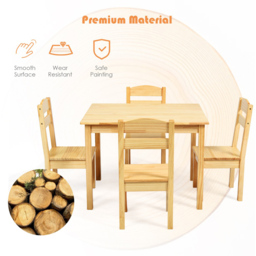 Costway 4 Seater Natural Kids Dining Set - n/a - Wilko - thumbnail 6