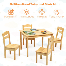 Costway 4 Seater Natural Kids Dining Set - n/a - Wilko - thumbnail 7