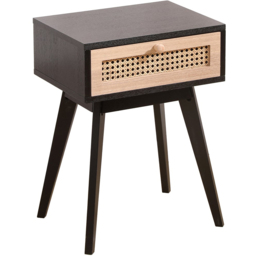 FurnitureHMD Single Drawer Black and Natural Rattan Weaving Side Table with Pine Wood Legs - Size: 54.5 x 40 x 30cm - Black+Naural - Wilko - thumbnail 4