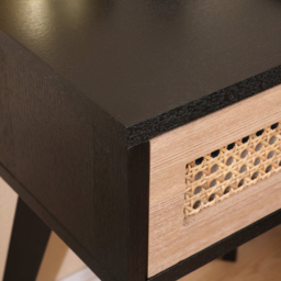 FurnitureHMD Single Drawer Black and Natural Rattan Weaving Side Table with Pine Wood Legs - Size: 54.5 x 40 x 30cm - Black+Naural - Wilko - thumbnail 6