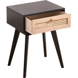 FurnitureHMD Single Drawer Black and Natural Rattan Weaving Side Table with Pine Wood Legs - Size: 54.5 x 40 x 30cm - Black+Naural - Wilko - thumbnail 3