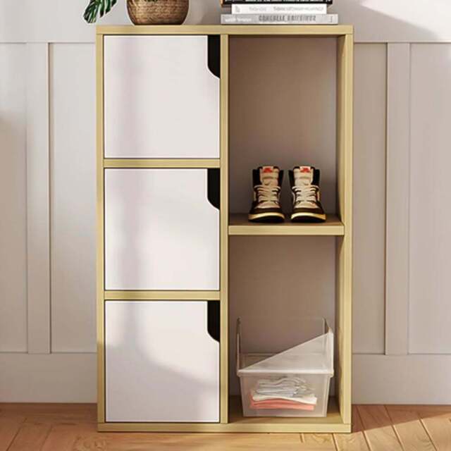 H&O Direct 3 Door 2 Shelf Wooden Bookcase - Size: 80 x 50 x 25cm - White - Wilko - image 1