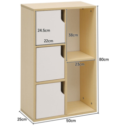 H&O Direct 3 Door 2 Shelf Wooden Bookcase - Size: 80 x 50 x 25cm - White - Wilko - thumbnail 6