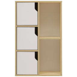 H&O Direct 3 Door 2 Shelf Wooden Bookcase - Size: 80 x 50 x 25cm - White - Wilko - thumbnail 3