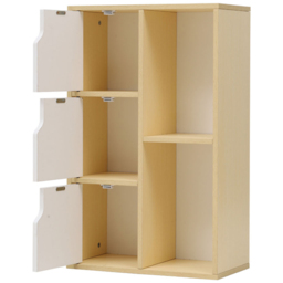 H&O Direct 3 Door 2 Shelf Wooden Bookcase - Size: 80 x 50 x 25cm - White - Wilko - thumbnail 4