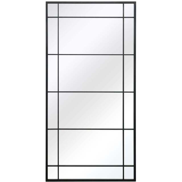 MirrorOutlet The Tabula Black Metal Framed Window Wall Mirror 180 x 90cm - Wilko - image 1