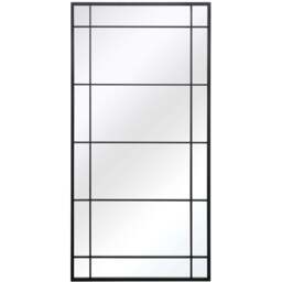 MirrorOutlet The Tabula Black Metal Framed Window Wall Mirror 180 x 90cm - Wilko