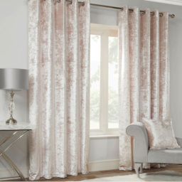 Alan Symonds Blush Crushed Velvet Ring Top Eyelet Curtains 168 x 137cm - Size: W 168 x D 137cm - Wilko - thumbnail 3