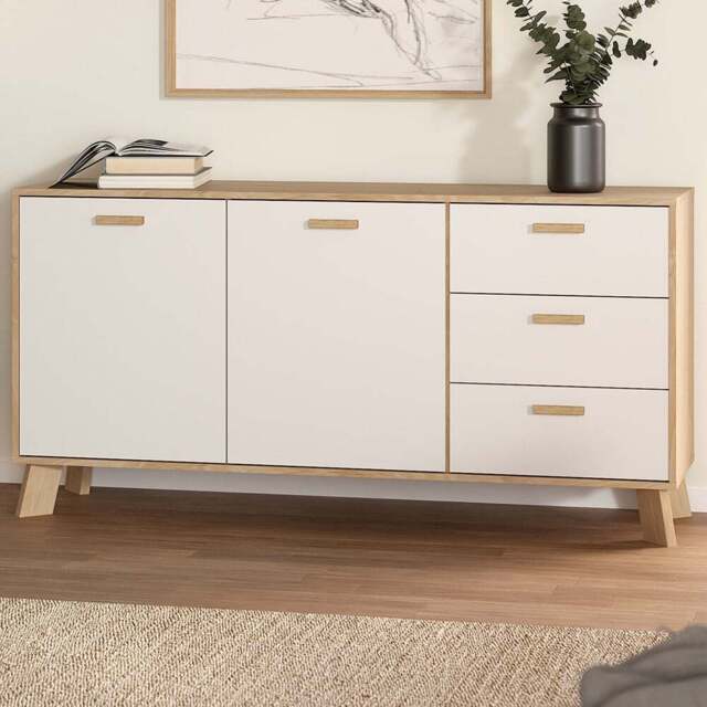 Furniture To Go 2 Door 3 Drawer White and Brown Sideboard - Wilko - image 1