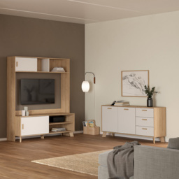 Furniture To Go 2 Door 3 Drawer White and Brown Sideboard - Wilko - thumbnail 7