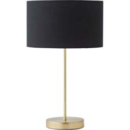 ValueLights Charlie Metallic and Black Shade Gold Table Lamp and Bulb - Size: 43 x 25 x 25cm - Wilko