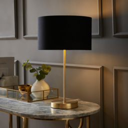 ValueLights Charlie Metallic and Black Shade Gold Table Lamp and Bulb - Size: 43 x 25 x 25cm - Wilko - thumbnail 3