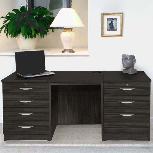R White Cabinets 7 Drawer Black Set-09 Desk - Size: 72.8 x 155.8 x 54cm - Wilko - image 1