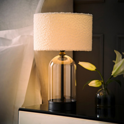 ValueLights Jessy Black and Cream Boucle Shade Glass LED Table Lamp - Size: 45 x 25 x 25cm - Wilko - thumbnail 3