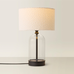 ValueLights Jessy Black and Cream Boucle Shade Glass LED Table Lamp - Size: 45 x 25 x 25cm - Wilko - thumbnail 4