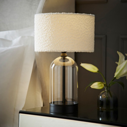 ValueLights Jessy Black and Cream Boucle Shade Glass LED Table Lamp - Size: 45 x 25 x 25cm - Wilko - thumbnail 7